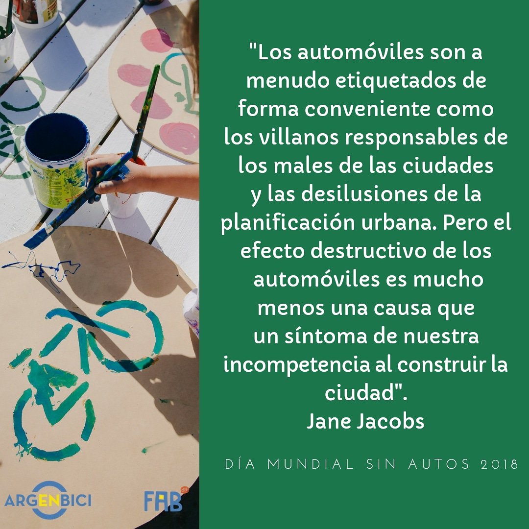 argenbici's tweet photo. Hoy es el día mundial sin autos y la propuesta es que usemos otros medios de movilidad, para dejar de transitar y empezar a disfrutar la ciudad.
#DMSA #DMSA2018 #Argentina https://t.co/vJV3qIZBI5