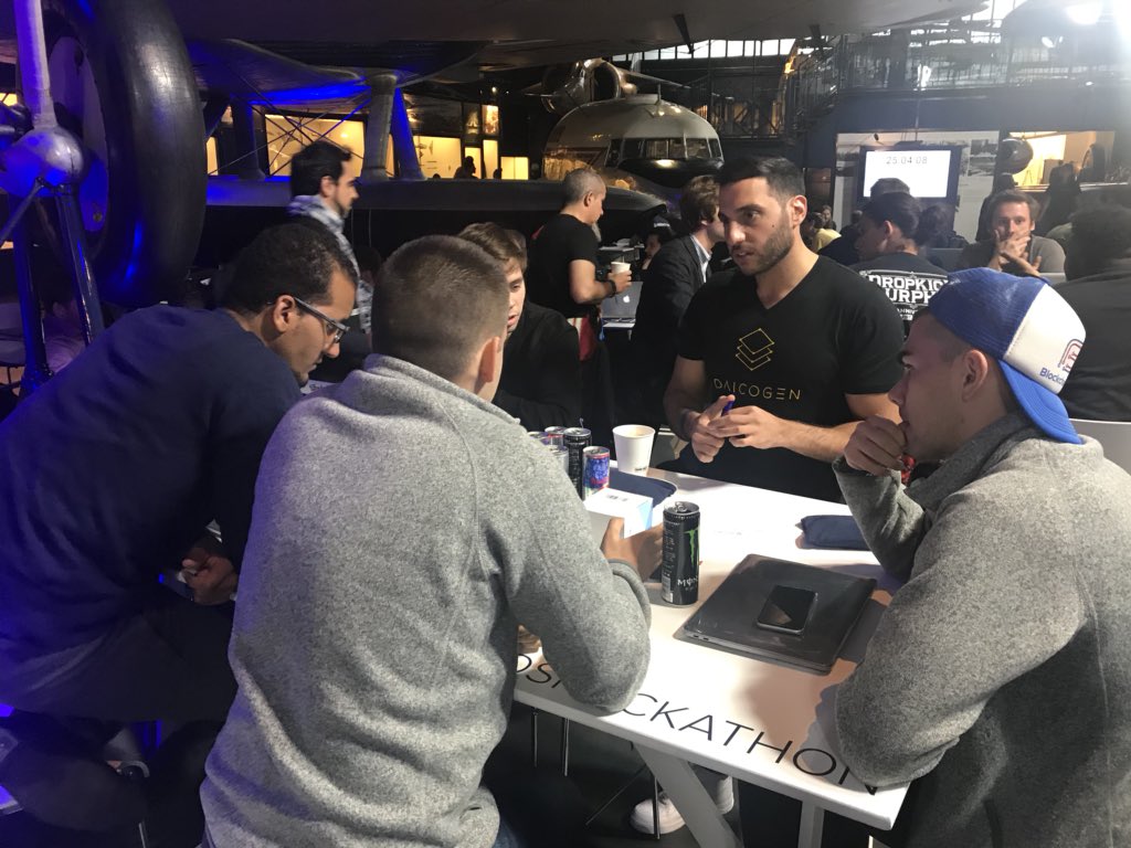 daicogen's tweet photo. Team #DAICOGEN brainstorming at the #EOSHackathon. Challenge accepted! @bytemaster7 #London #tech #blockchain #privacy #security #data We’re at #table30 Come meet us! https://t.co/ehifD7XYOg