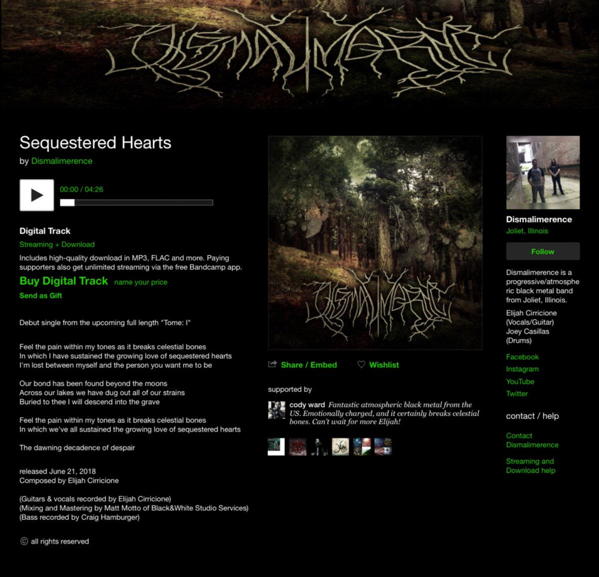 Autumn is officially here. You can down download our debut single “Sequestered Hearts” for free! 
.
.
.
#dismalimerenceofficial #dismalimerence #sequesteredhearts #bandcamp #download #metal #blackmetal #progressiveblackmetal #atmosphericblackmetal #symphonicblackmetal