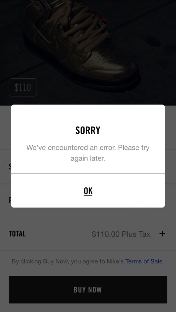 Jerry49878419's tweet image. Yup! App was a total fail! Nothing loading, sizes non existent, Apple Pay fail! What a junk app #snkrapp #nike