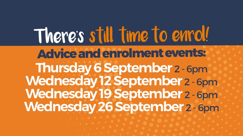 gifhe's tweet photo. Missed Enrolment? Come along to one of our sessions. #stilltimetoenrol https://t.co/tG1HCfqdXG