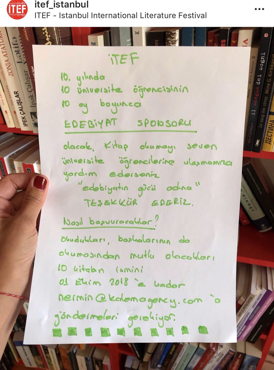 nerminmollaoglu's tweet photo. 10.10.2018’e kadar nermin@kalemagency.com adresine göndermeleri gerekiyor. Emailin başlığına İTEF 2018 ana teması #edebiyatıtakipediyoruz yazılırsa şahane olur. @mollaoglunermin @kalemagency #edebiyatsponsoru #itef #itef2018 📕📕📕📕📕📕📕📕📕📕@itef_istanbul https://t.co/CZMLL4CxKw