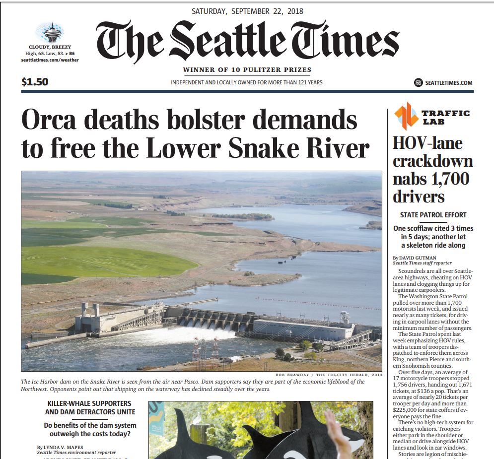 jeffrey_ventre's tweet photo. Headline news v @seattletimes &amp; @MotherngNature 
4 @GovInslee &amp; @SenatorCantwell -- who prefer shooting sea lions

The #Blackfish effect is coming 4 ur dead Snake River &amp; it's deadbeat dams. No Fish No #Blackfish - Thx to Jim Waddell &amp; Ken Balcomb @damsnse https://t.co/vHNRYxIbUC https://t.co/mhrQQEJyWo