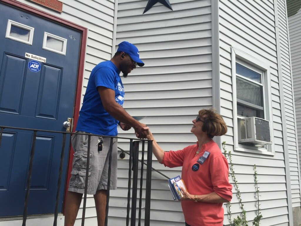 SuzanneBump's tweet photo. It's the person to person contact that drives our Commonwealth forward. Getting out &amp; talking to our neighbors - that is what we need right now. 

#TeamBump2018 hit the doors today in #NewBedford for fearless Democrats up &amp; down the ticket. #mapoli #TogetherForNovember https://t.co/2ftpMArLn2
