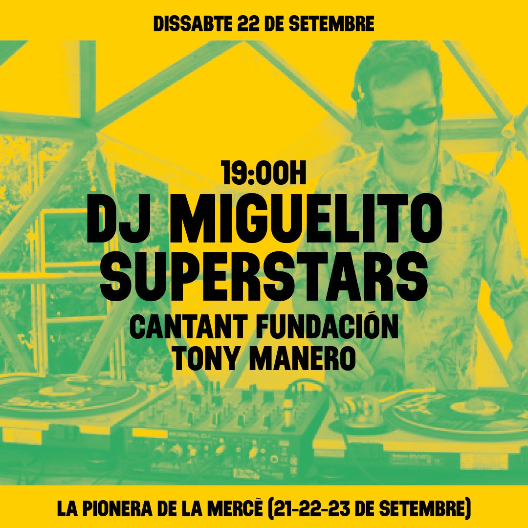 En 30' comença Dj Miguelito Superstars, cantant de Tony Manero aterra a la Pionera! Foodtrucks, les amigues de <a href="/demanoenmanobcn/">demanoenmanobcn</a>, disseny, artesania, joguines sostenibles i cervesa artesana de <a href="/LaFiradelPoble9/">La Fira del Poblenou</a> +info: goo.gl/TCJAgi <a href="/CulturaVivaBcn/">Cultura Viva</a> #LaMercè18