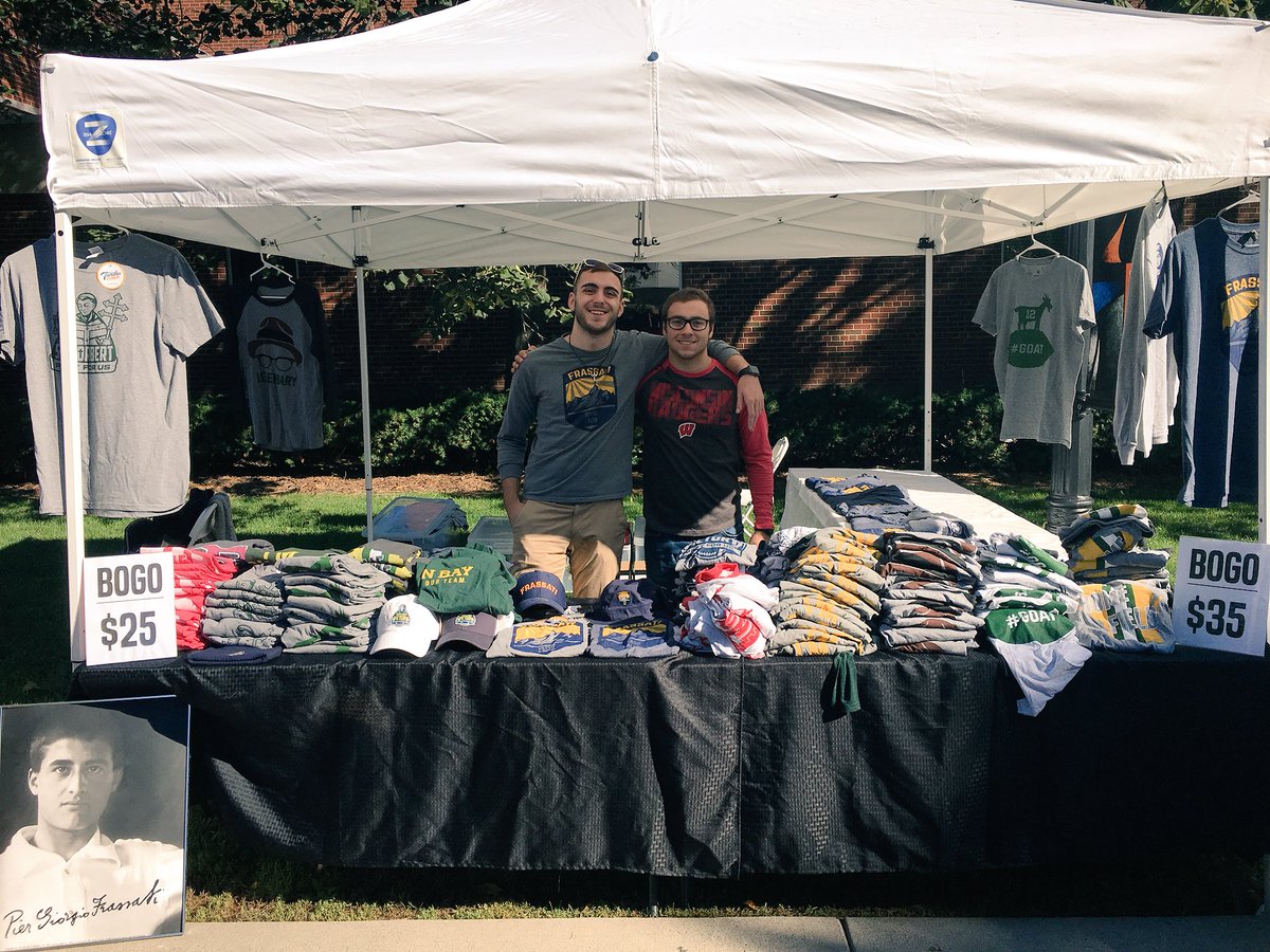 SNCFrassati's tweet photo. Come stop by the Frassati booth today @stnorbert #SNCDay to check out all of our new apparel and help us fundraise for all of our upcoming events this year! #BlessedFrassati #PrayForUs https://t.co/eh47h24PZZ