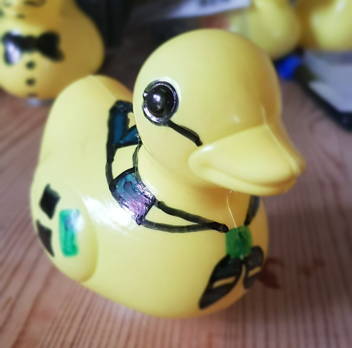 Spent the afternoon weighting and doodling on some of the remaining ducks.  Check out Colin our Scout Duck 🤣