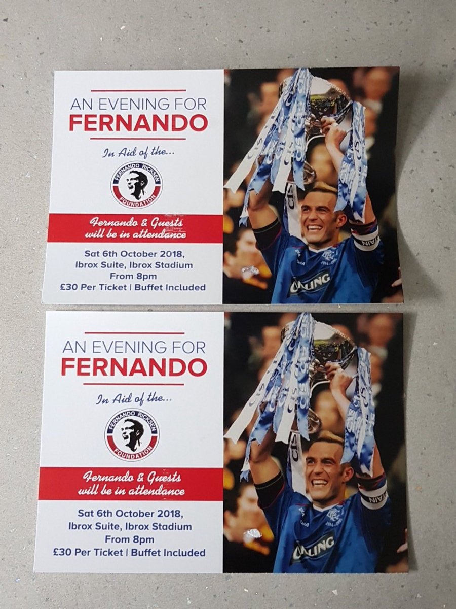 rangers_spare's tweet photo. 🔴⚪️🔵  I have two tickets for the Fernando Ricksen charity night at Ibrox on the 6th of October up for grabs retweet and follow to enter and I’ll pick the winner on the 3rd of October  🔴⚪️🔵 https://t.co/mP24BqOZsU