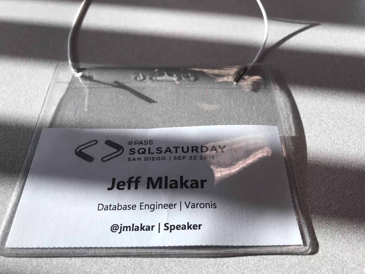jmlakar's tweet image. Come see me speak about Database Corruption followed by an encore presentation of Environmental SQL Server Troubleshooting! Talks begin at 2:45pm. #sqlsatsandiego