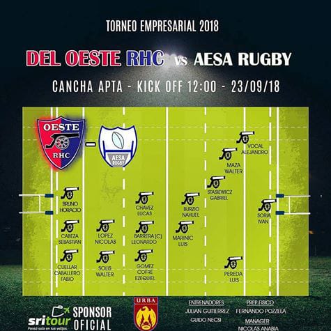 El equipo titular que se presentará por la segunda fecha de la zona campeonato desde las 12hs en Apta. 
#MuchoMasQueUnClub