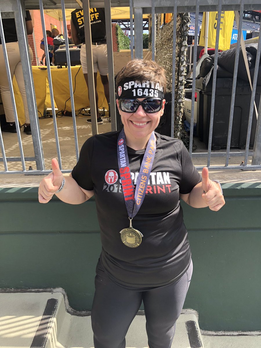 psdrmiller's tweet photo. #spartancbp finished my first spartan run in just over an hour. So rewarding to push yourself to reach new goals. I hope this inspires my students to do the same. Only one bump to show for it. #goals #growthmindset https://t.co/gzGbEdedUK
