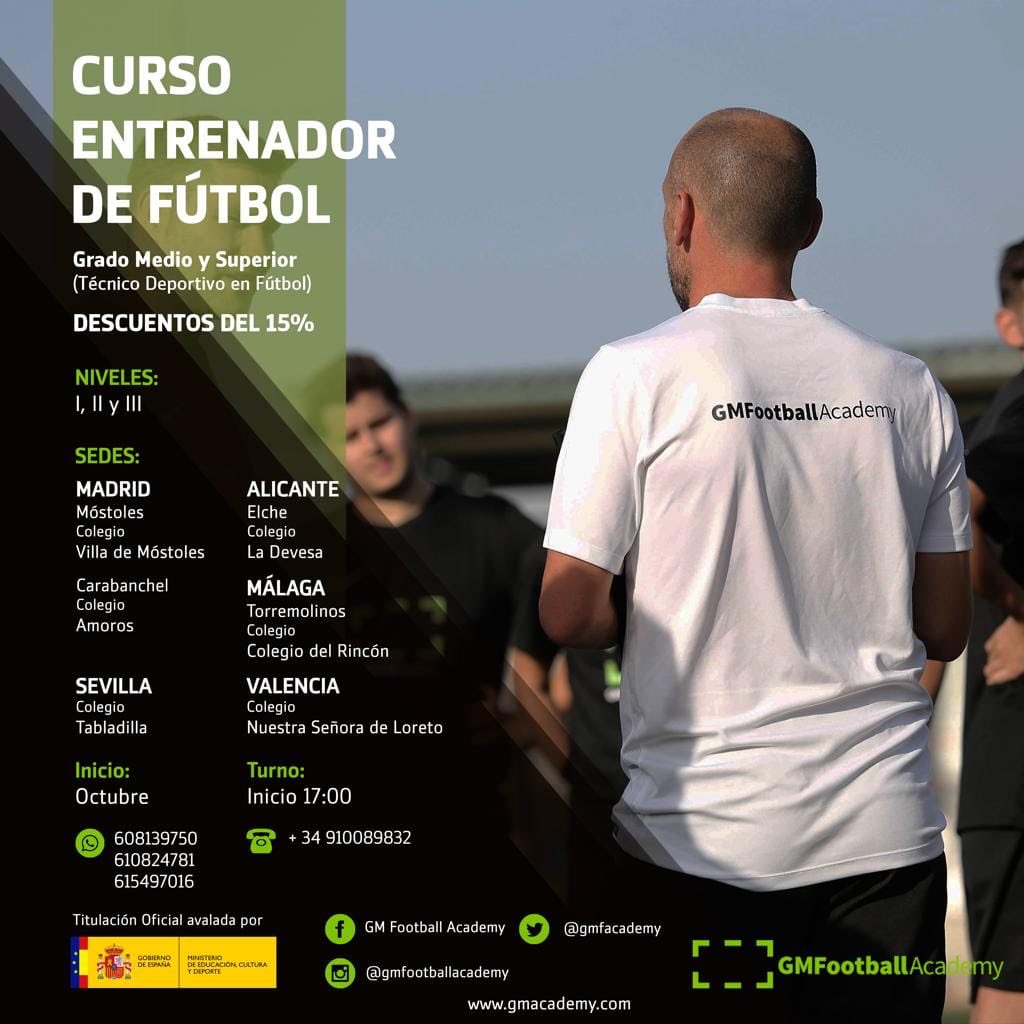 ¿A QUÉ ESPERAS? 
👨🏻‍💻💪🔨 
Puedes inscribirte en nuestros cursos…
📍
#Madrid
#Carabanchel
#Elche
#Sevilla
#Valencia
#Málaga
#Elche 
🏟⚽️🥅
ow.ly/2E9w30la4rF