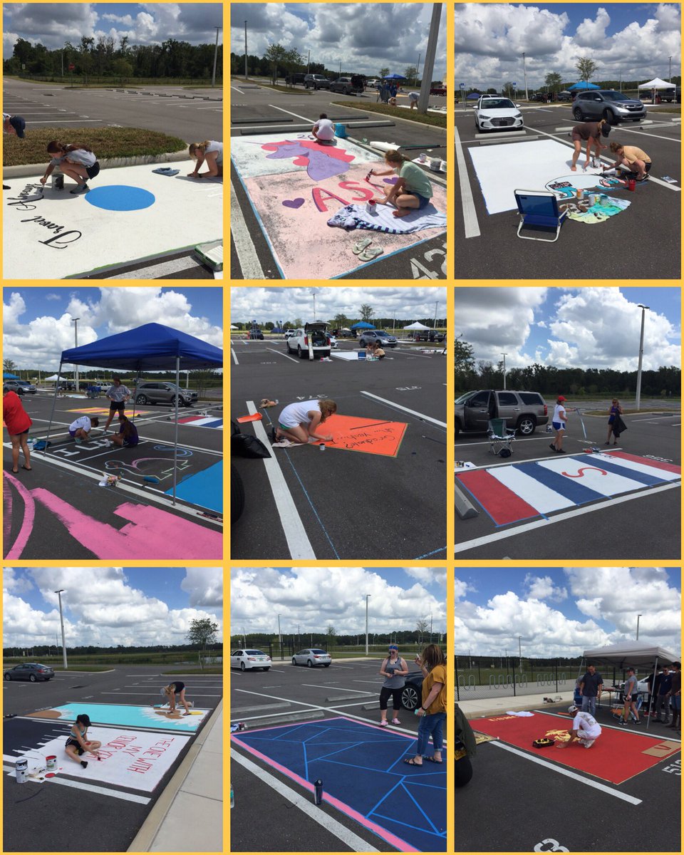 The Senior’s parking spaces are coming together.  Family and friends spend the day at CCMHS as our annual tradition begins. #TheCoyoteWay <a href="/2019_ccmhs/">CCMHS 2019</a>