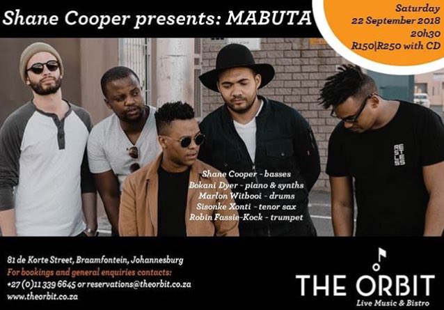 OrbitJazz's tweet photo. ENTRANCE + MABUTA album for only R250
#MABUTA #jazz #livemusic #orbitjazz #Saturday
@cardonspokes X @SisonkeXonti X @MAKESBLVD X Robin Fassie-Kock X @BokaniDyer https://t.co/pwc19pssM3