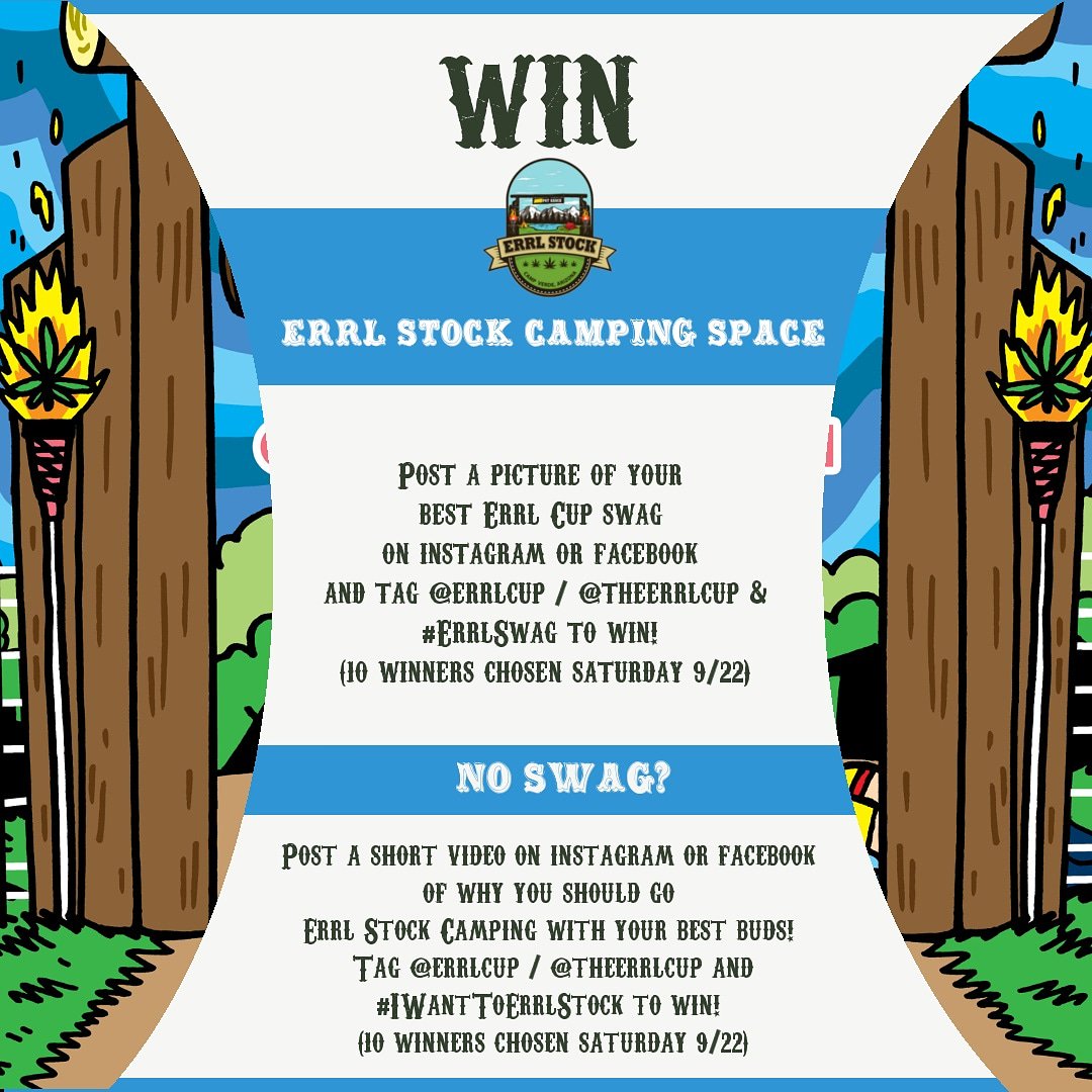 errlcup's tweet photo. Don't forget we are giving out a bunch of #ErrlStock #camping spaces tonight!! 🤘 You know you want to #tokeout with your #bestbuds!! 👫Don't miss out, its too easy to #win!!! 💨💨 https://t.co/E6ndy1cFnF
