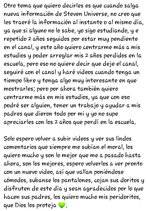 ElPeridoto's tweet photo. ¿Porqué no e subido videos desde hace un mes? En esta nota les explicó la razón y espero que entiendan 💚 https://t.co/Ykl9CZINxM