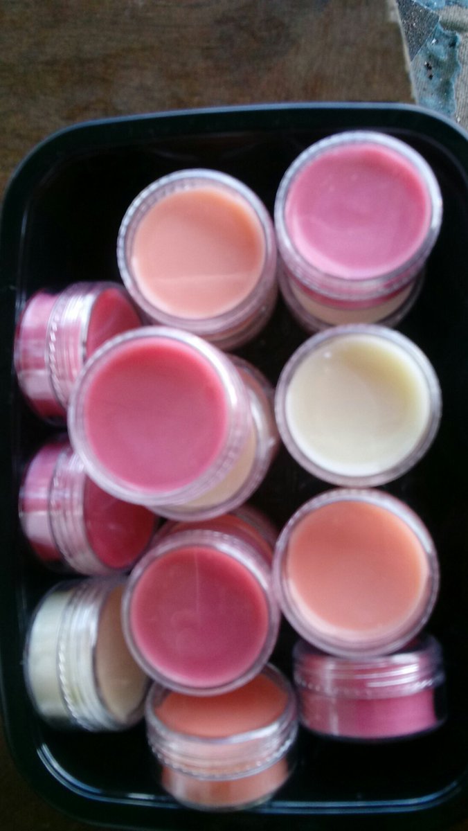 Lip Balm $7, the dark pink is Cherry, the white is Honey, and the orangish pink is papaya.