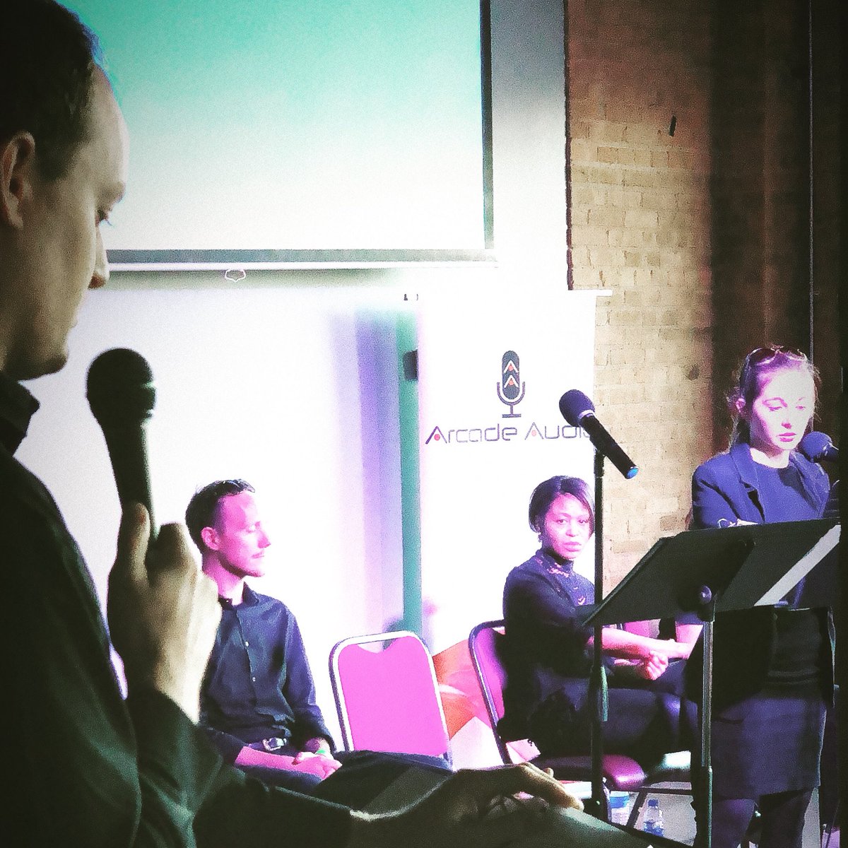 PodSlamLive's tweet photo. Giving us a podcast experience unlike any other, @marsfallpod takes the stage! #PodSlam18 https://t.co/Z7WZg7tjYb
