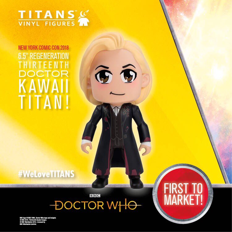 TitanMerch's tweet photo. Our fourth New York Comic Con 2018 exclusive TITAN:
6.5” Regeneration Thirteenth Doctor Kawaii TITAN!
See you at the Javits Center in Manhattan on Thursday 4th October!
#WeLoveTITANS #NYCC #TitanEntertainment #Booth2142 https://t.co/szLHvlsmF2