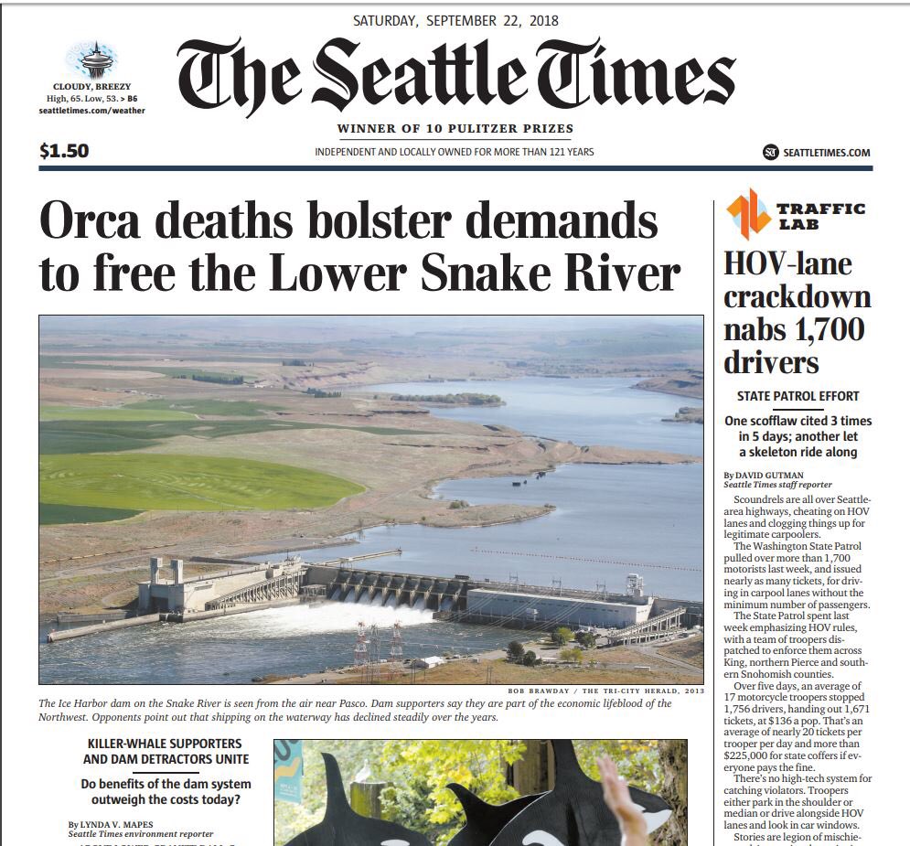 No Fish = No #Blackfish
#TearDownThoseDams