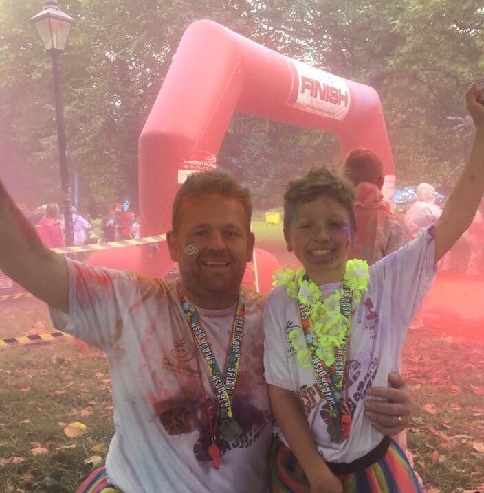 grahamclan44's tweet photo. Had the best time running the @ClaireHouse @CHSplashDash getting plastered with paint and raising over £200 in the process!! 💰 https://t.co/JOjh4oOrDv