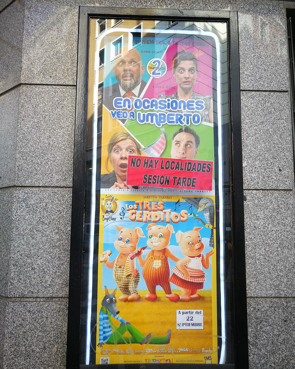 MunozSecaMadrid's tweet photo. ¡¡DERROCHE DE RISAS!! 😂 Volvemos a colgar el cartel de #LocalidadesAgotadas en la sesión de esta tarde de En Ocasiones @VeoAUmberto 🎉👏👏

¡GRACIAS #MADRID!

#Risas #teatro #comedia https://t.co/pDdexa4otz