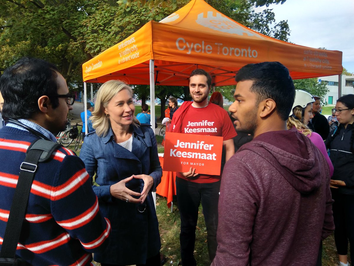 mlongfield's tweet image. Excellent ride today w @CycleToronto #rideforsafestreets. Great to see @jen_keesmaat at the start of the event. #Keesmaat4mayor #visionzero