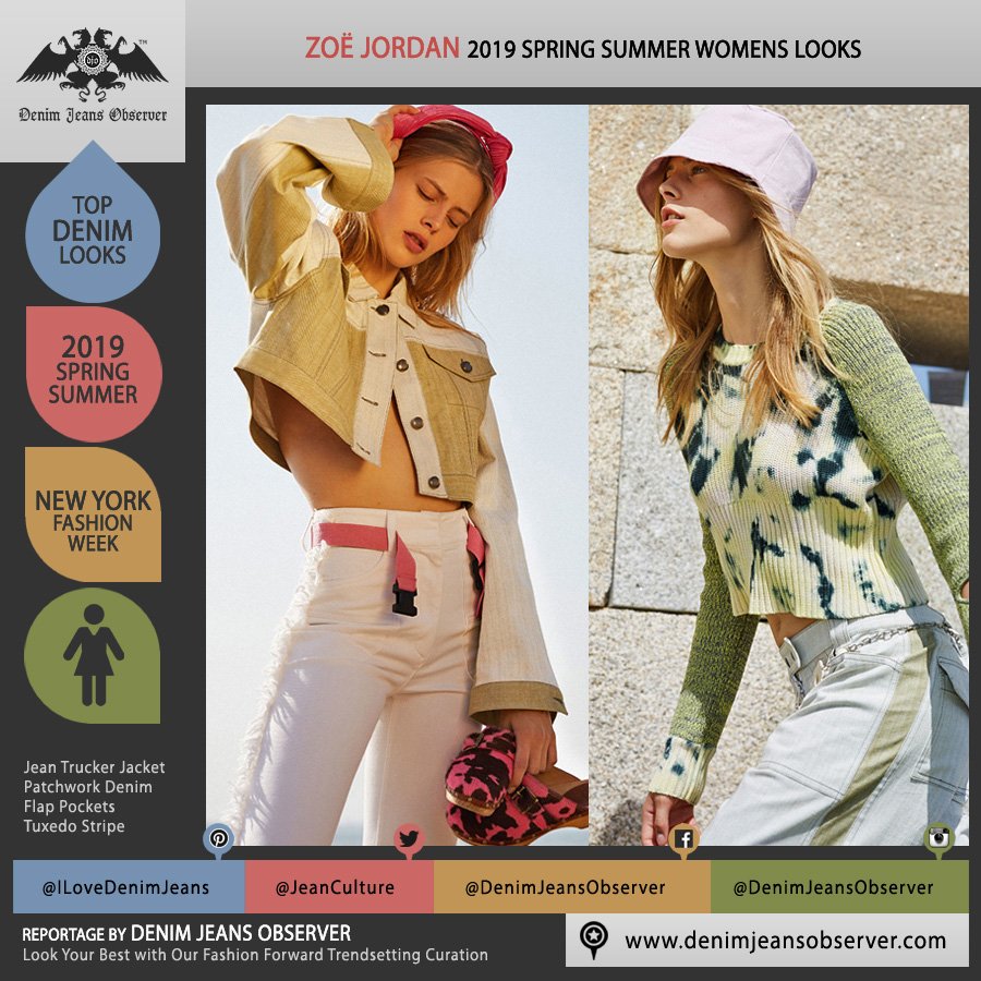 FashionWeekDJO's tweet image. bit.ly/zoe-jordan-201… Zoë Jordan 2019 Spring Summer Women #ZoëJordan #NYFW #NewYorkFashionWeek 
#stylegram #fashionaddict #denimjacket #jeanjacket #patchwork #tuxedostripe #buckethat #tiedye #knitwear #SS19 #Spring19 #style #trendsetter #fashionforward #womenswear #denim #jeans