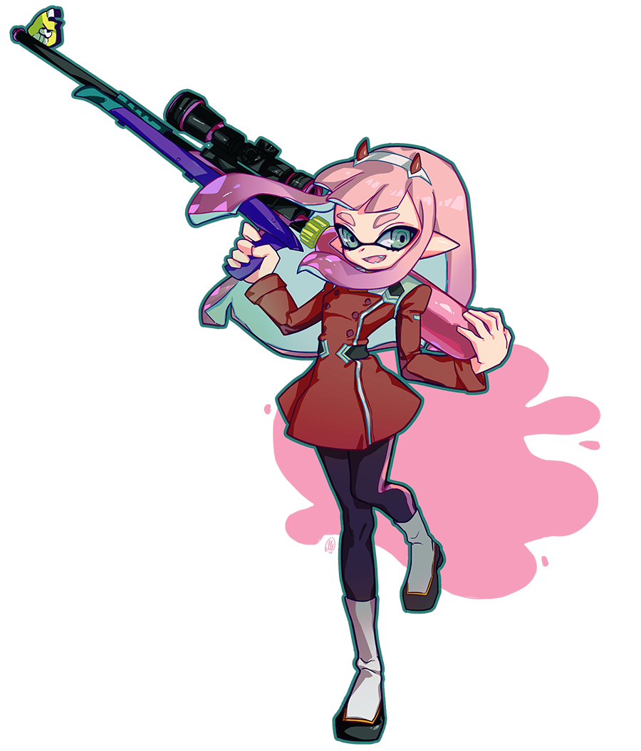 Splatoon meets Darling in the Franxx! Commission for @CrybabyInkling! Message me if you'd like one! #commissionsopen #cutiesaturday