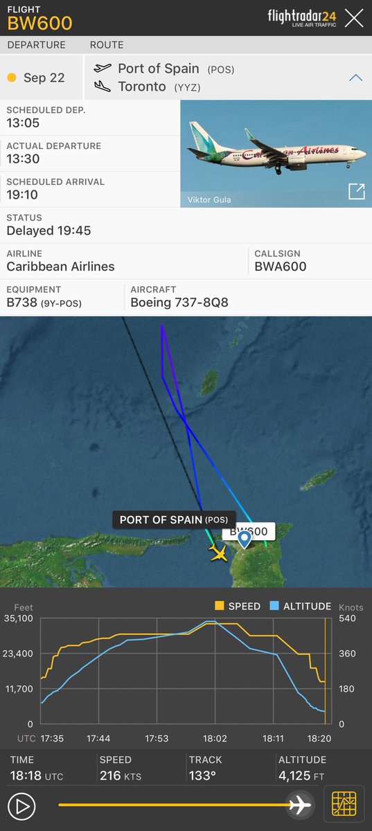 TomPodolec's tweet photo. π DIVERSION
Caribbean Airlines #BW600 to Toronto returned to Port of Spain soon after departure.
https://t.co/IGicLo76JJ https://t.co/YFVEbWNx1X