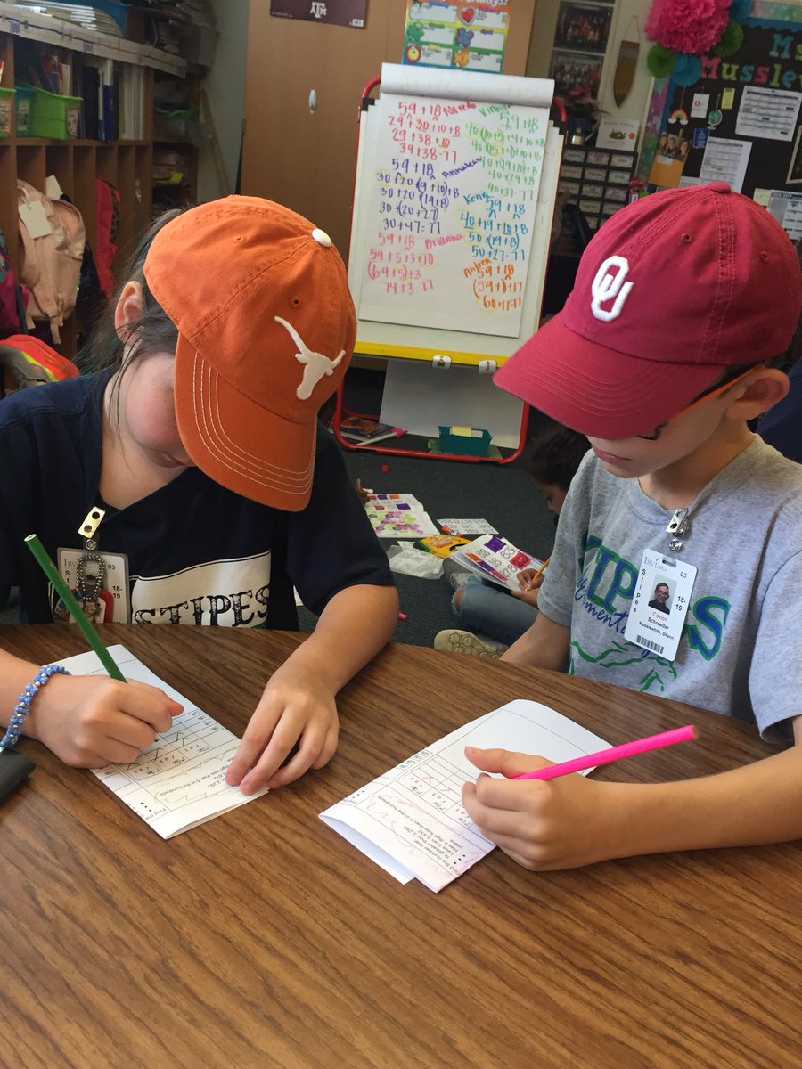 Even college rivals can work together to solve place value riddles!   #collegeready <a href="/stipesstallions/">Stipes Stallions</a>