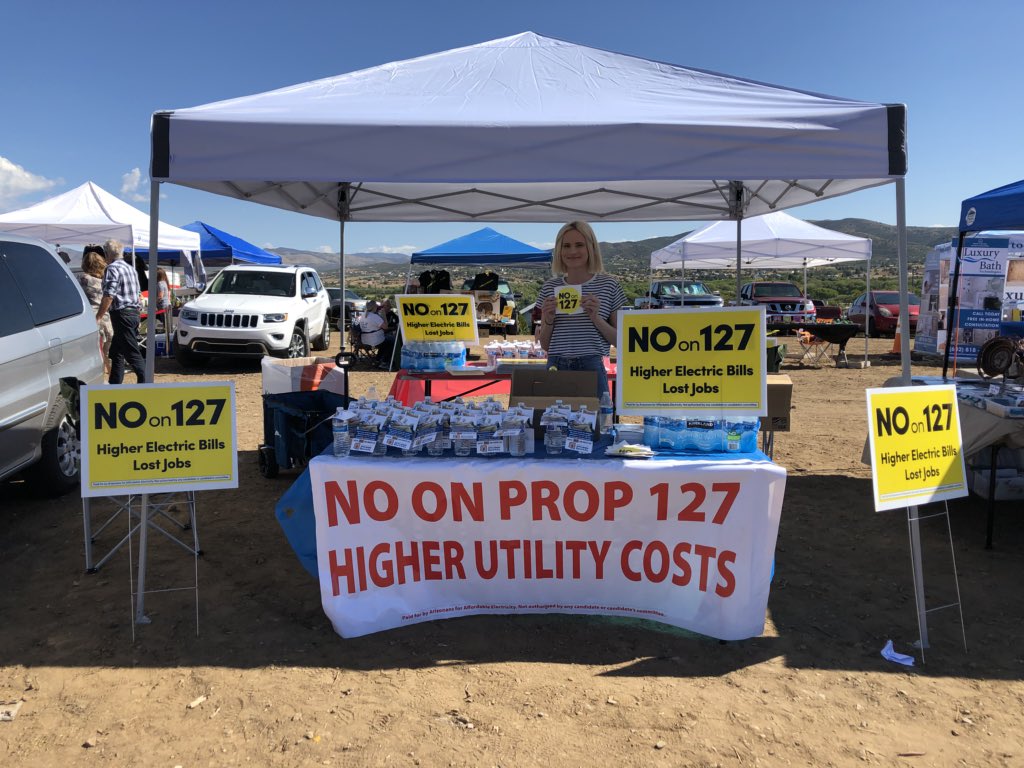 ALHStewart's tweet image. Seeing overwhelming opposition to Prop 127 at the Dewey-Humboldt Agua Fria Festival today. The #NoOn127 yard signs are going like hot cakes!