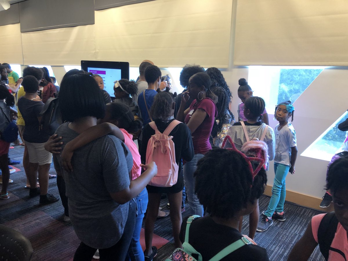 VolunteerBGCATL's tweet photo. The young ladies demo their games for their families. Proud parents, family, and friends everywhere. @BlackGirlsCode #BGC #BGCATL #BGCGameJam #STEM https://t.co/ytlLvQlobz