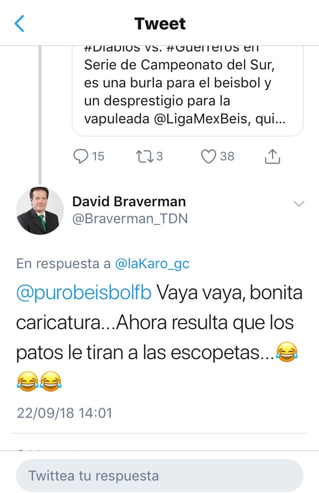 Macaneando_'s tweet photo. Vaya vaya... ¿que tenemos aquí?  Un macho frustrado haciendo menos a alguien ¿por qué? ¿Por ser mujer? ¡Siéntese! #BravermanMachista  #YaJubilate #DasPena @Braverman_TDN 

Cc @acastillomx_ https://t.co/OZ75r66aVj