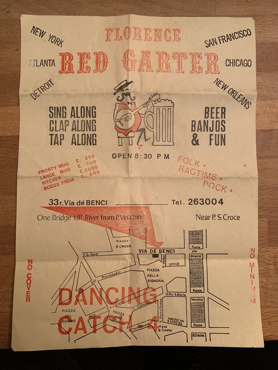 twittlik's tweet photo. Around 1968 my mom picked up a flyer from a little pub in #Florence, Italy. We found it and I checked via Google if they still exist. They do!
I’m going to send the flyer to them with a nice letter. I wish I could see their faces when they get it. 🙃 #redgarter https://t.co/LoPkaoZEIG