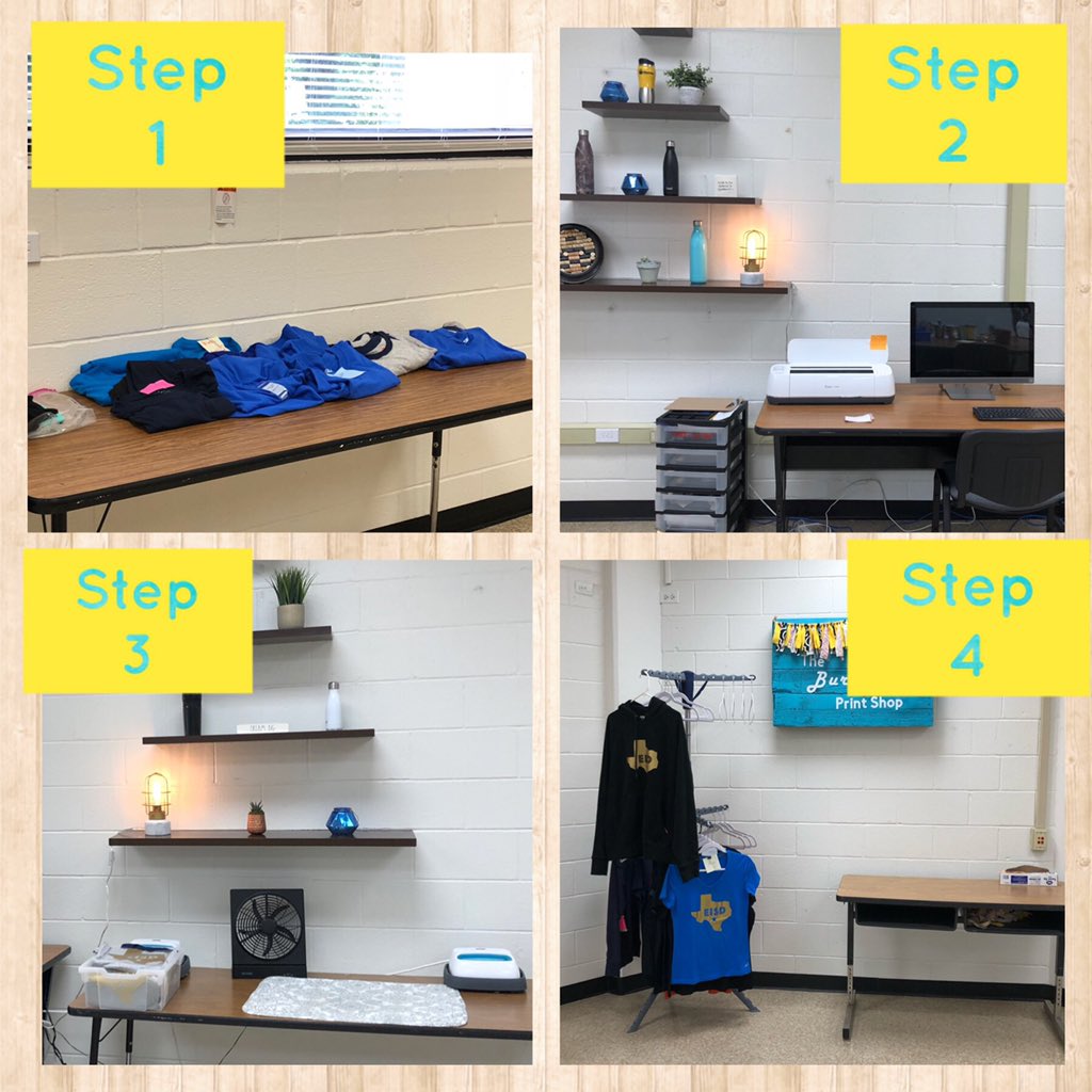 MinnerSarah's tweet image. Organizing and structuring our tshirt design space was a family affair. The centers  created will maximize student independence and create clear expectations of the job 👩‍👧‍👧👚#CozyandFunctional #StructuredWork
