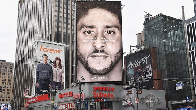 thehill's tweet photo. Nike's deal with Kaepernick added almost $6 billion to company's market value https://t.co/ULg29x6Wy1 https://t.co/cLaWUmViQM