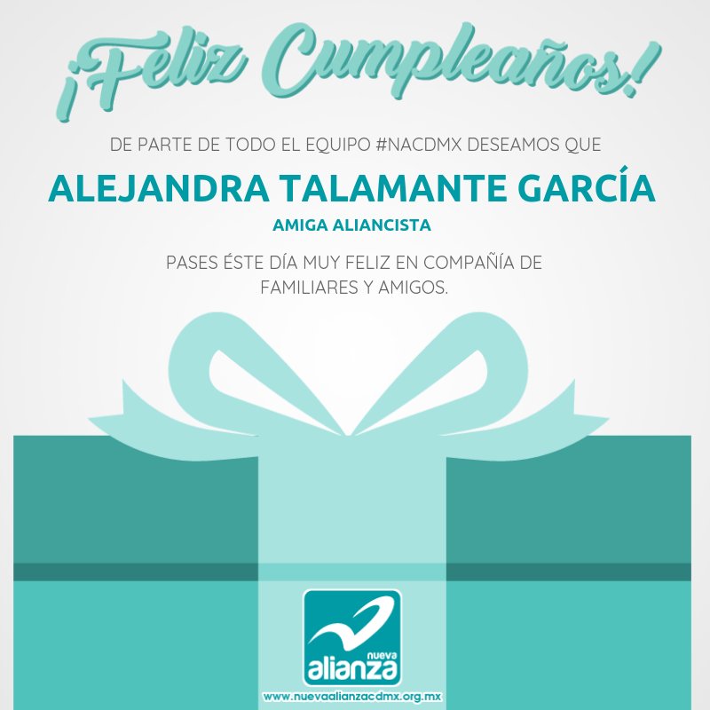 ¡Muchas felicidades Alejandra Talamante García 🎂! Deseamos que tu día esté lleno de sorpresas y alegría 🤗.