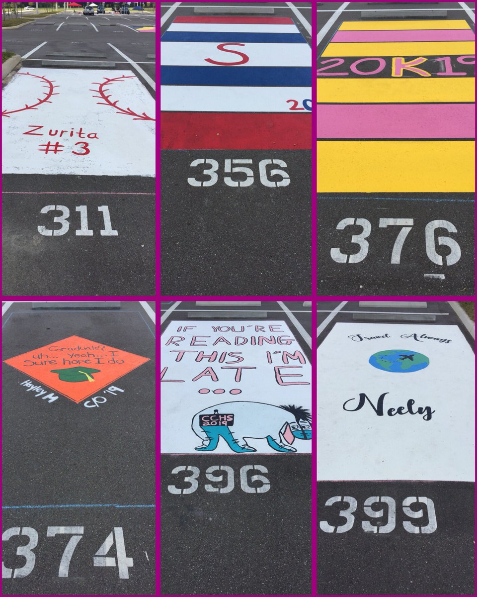 It was a long day in the hot sun, but your senior coyotes, and their families, did a tremendous job painting their parking spaces! Proud of their hard work and creativity! #TheCoyoteWay <a href="/2019_ccmhs/">CCMHS 2019</a>