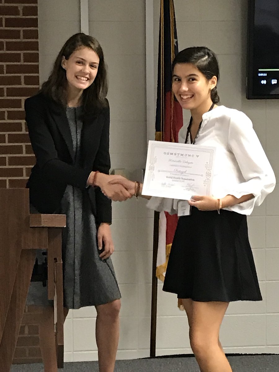 NSmyfreedomday's tweet photo. Rookie Model UNers Enya Perry & Jordan Lalli win honorable mention outstanding delegation for World Health Organization. A huge thanks to our MUN president Lindy Feintuch for her thoughtful patience and organization in coordinating for this conference.
#nschs #spartanstrong https://t.co/6pZoWL7KXm