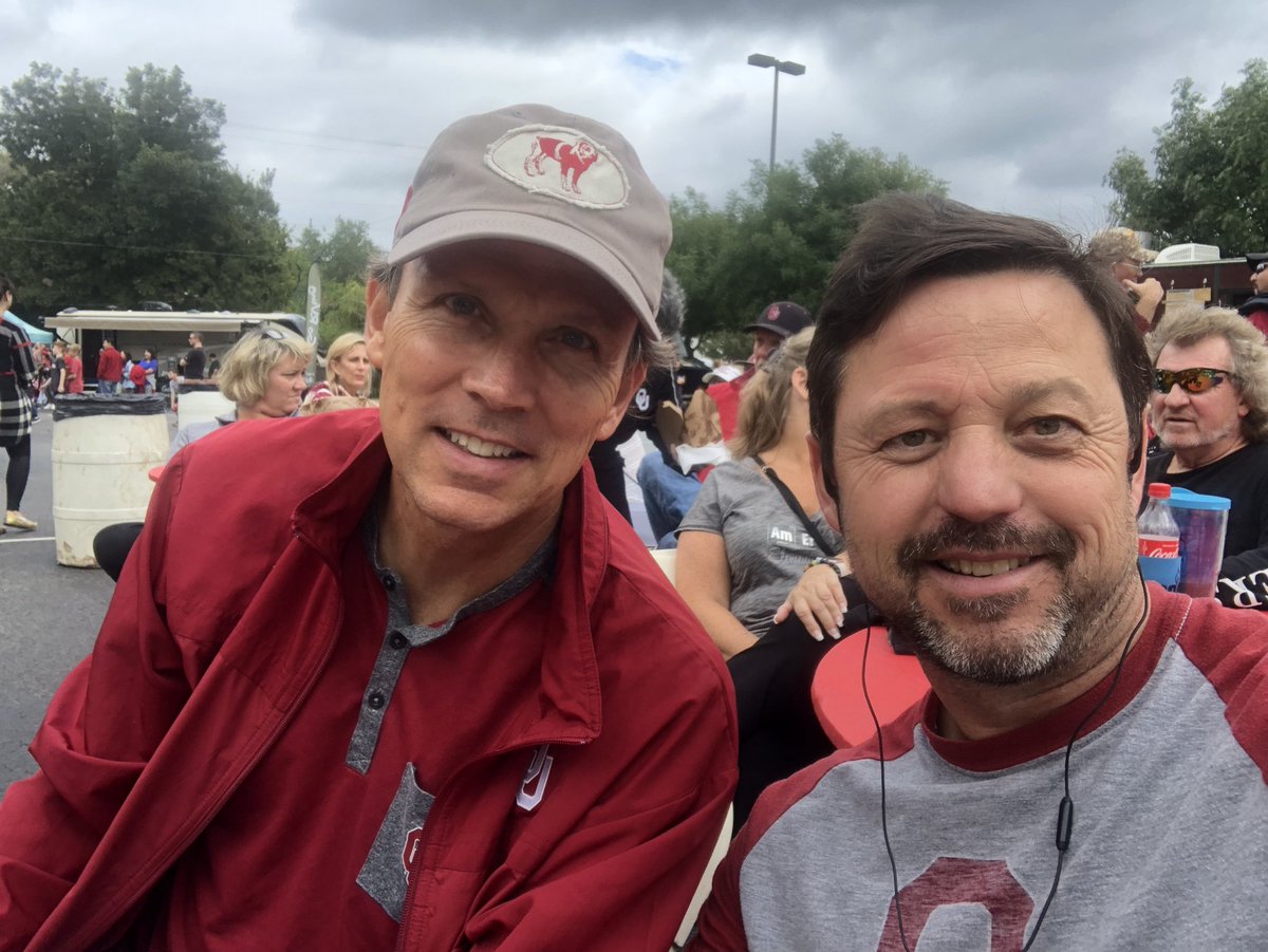 BruceWaller's tweet photo. Awesome day sitting with @markwwaller at #OUFanFest listening to @OURadioCrew pregame talk about @OU_Football game day! #Boomer https://t.co/EIBx3dc2ZG