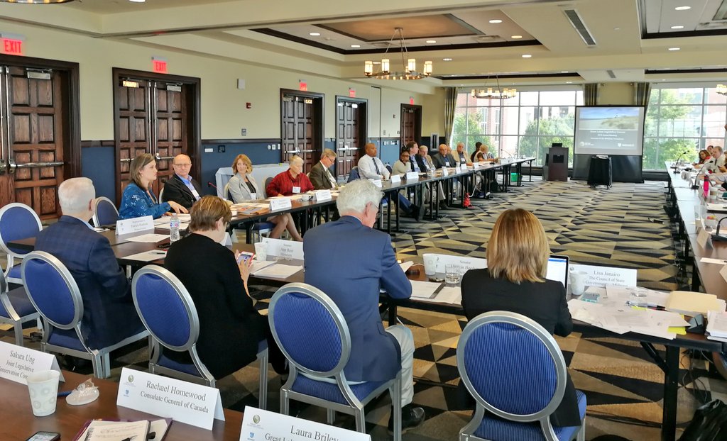 jennkfrench's tweet photo. Proud to represent the Legislative Assembly of Ontario as Deputy Speaker @ the Great Lakes Legislative Caucus annual binational meeting in Erie, PA. Presented to #GLLC Reps &amp; Senators on behalf of our Legislature. #drinkingwater #invasivespecies #conservation #CSGMidwest @CSGovts https://t.co/pYDkuY915d