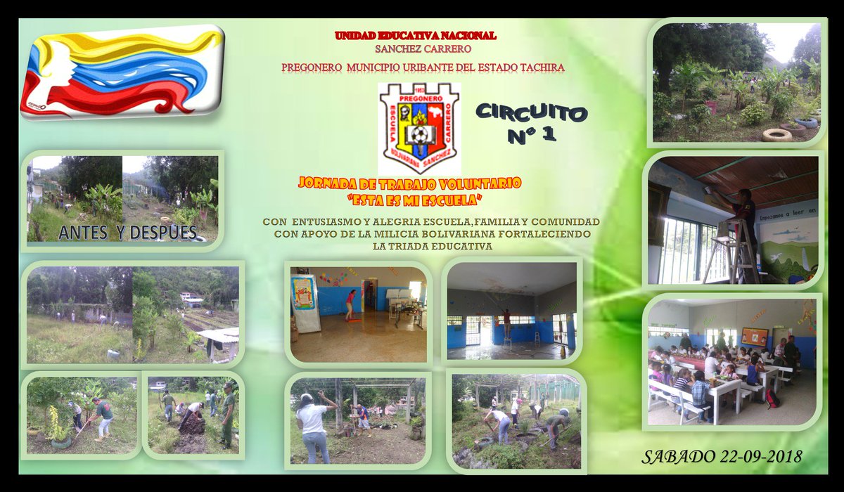 #EducandoEnComunidad  #MiescuelaTerritoriodePaz U.E.N"SANCHEZ CARRERO" PREGONERO ESTADO TACHIRA. TRABAJANDO EN COMUNIDAD, ESTA ES MI ESCUELA @psuvaristobulo @MPPEDUCACION <a href="/charlychaves/">Charly Rojas Chaves</a> @ZonaEducTachira @RosangelaOrozcp @JorgePerezVZLA <a href="/divceup/">Comunidades ZET</a> @FORMACION_DOC