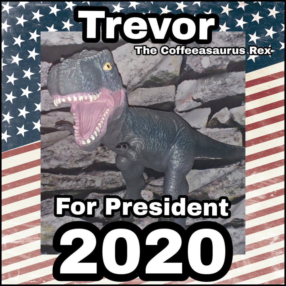 Coffeeasaurus's tweet photo. Rawr means "I love you America!" Let's have a cup of coffee and make this country sane again! 

#TrevorForPresident
#Trevor2020
#coffee https://t.co/iwMgj9SC4f