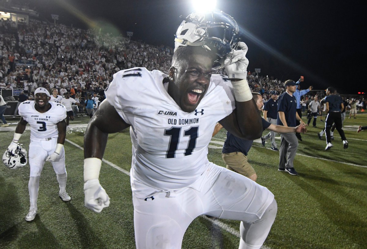 CBS6's tweet photo. PHOTOS: #ODU beats #virginia_tech 49-35 in incredible upset: 'We just made history' https://t.co/1ECd7bvIVh #ODUFootball #VaTech_Football https://t.co/pvzFBoYV2M