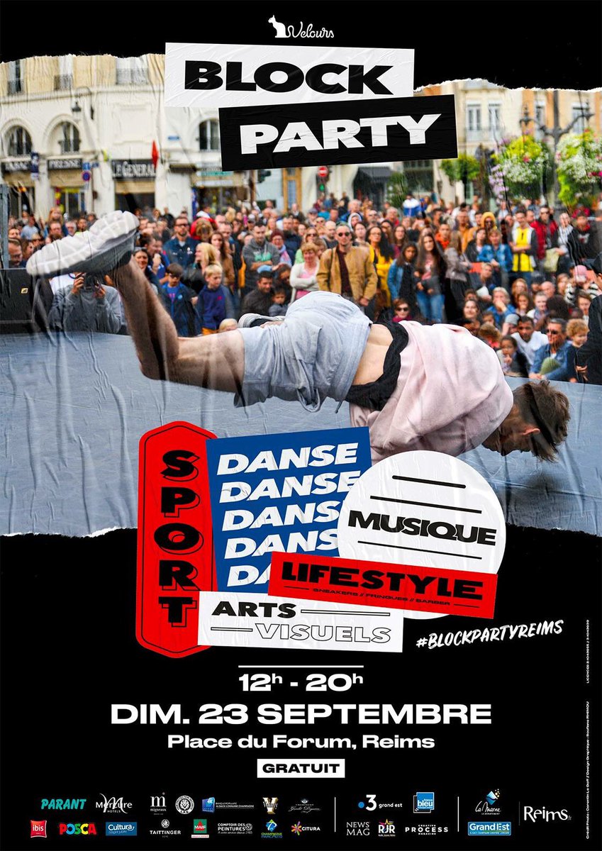 Rdv de 12h à 20h place du Forum pour la célèbre « Block Party » de <a href="/VeloursProd/">Velours</a> !
Le rayonnement de la #culture urbaine 👍🏼
#Reims #BlockParty #Velours