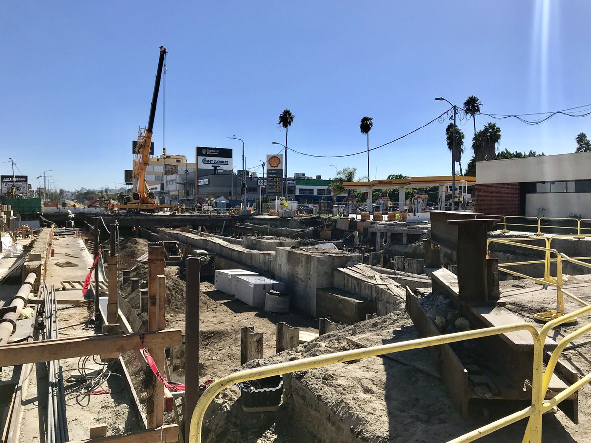 PlangineerJulia's tweet photo. Keeping an eye on Crenshaw Line progress. This is the station box under Crenshaw Blvd at Expo - almost all filled in! #crenshawline #metrorail https://t.co/kUSDSicCaD