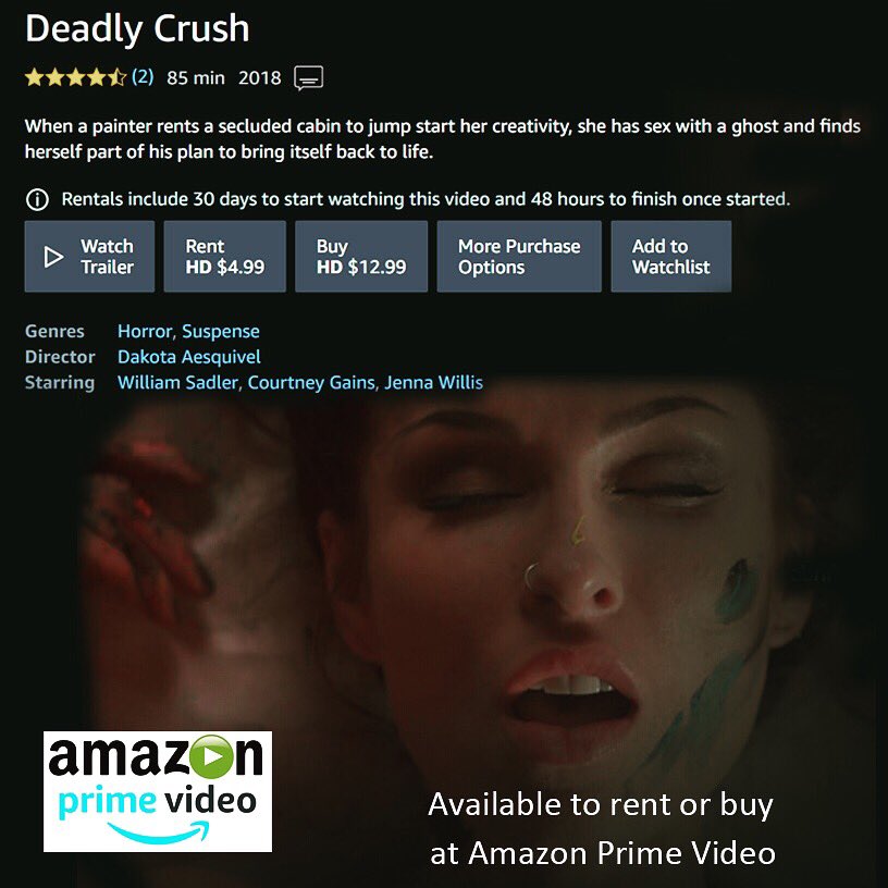Deadly Crush, the erotic supernatural thriller, is out now to rent or buy on Amazon Prime Video!