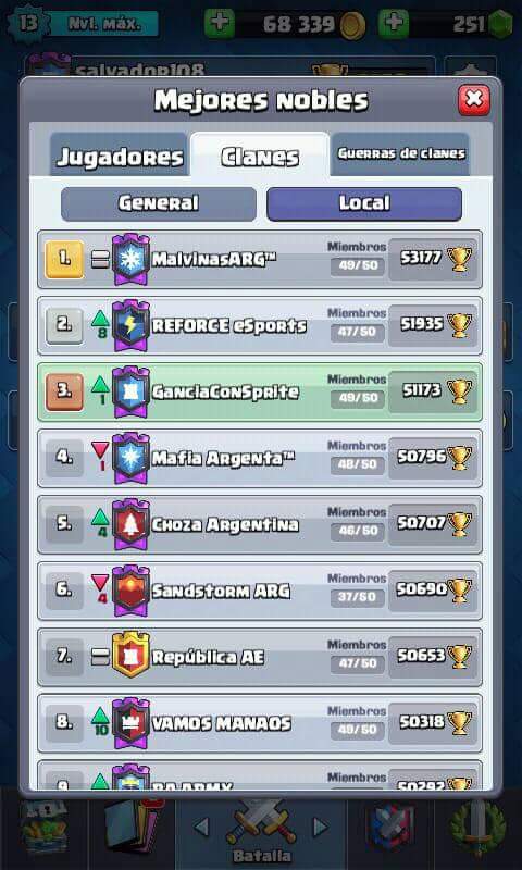 Clan_GCS_CR's tweet photo. 🇦🇷"Después de tanto tiempo y de un continuo esfuerzo lo hemos conseguido, primeros del país en ClanWars y, de paso,terceros en ladder, Gracias a todos por el apoyo!"🇦🇷G.C.S🔝 https://t.co/ou8JuVGn66