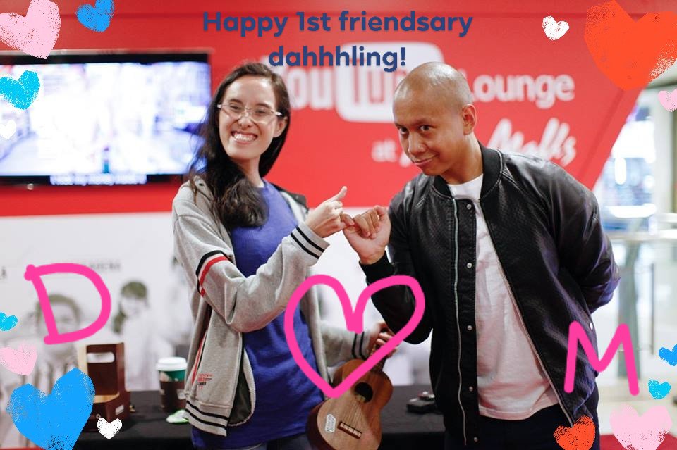 avocadogurl23's tweet photo. I met kuya @MikeyBustos 4 d 1st time during Manila M&G. I was very emotional & refreshing. Next, I was appeared on his parody. Then, I met him again on @YouTubeFanFest & #FunTaipei Manila. Today, we celebrate our 1 year of friendship (in real life). Happy friendsary dahhhling! https://t.co/3d9aLLp2Md